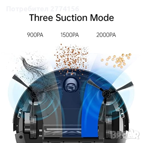 Робот прахосмукачка Proscenic 830P – Сухо и мокро почистване, Wi-Fi, Alexa, до 120 мин. работа, снимка 5 - Прахосмукачки - 51509784