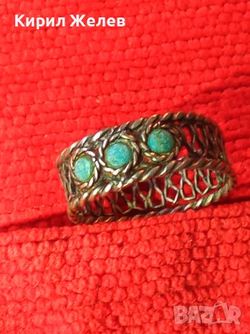 СТАРИНЕН ВЪЗРОЖДЕНСКИ ТЮРКОАЗЕН СРЕБЪРЕН ПРЪСТЕН РЪЧНА ФИЛИГРАННА ИЗРАБОТКА РЯДЪК 27300, снимка 6 - Антикварни и старинни предмети - 36858148