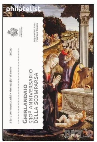 Комплект - Сан Марино 2024 - 2 евро - Декларация за граждански права + Доменико Гирландайо BU, снимка 8 - Нумизматика и бонистика - 48145738