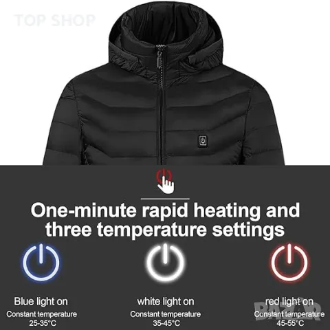 JC Gens Мъжко яке с отопление, 3 регулируеми нива и 2 зони, М, черно, снимка 8 - Якета - 49640948