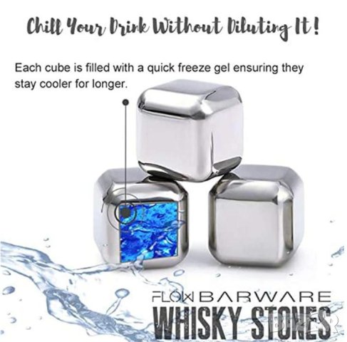 Кубчета за Изстудяване Whiskey Stones Камъни за Уиски Whisky Stones Неръждаема Стомана 30 Грама Брой, снимка 10 - Форми - 41373363