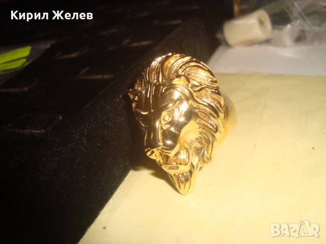 ПОЗЛАТЕН ПРЪСТЕН ЛЪВСКА ГЛАВА ГРИВА НЕРЪЖДАЕМА БЛАГОРОДНА СТОМАНА НОВ РЯДЪК МОДЕЛ 25033, снимка 5 - Пръстени - 34424280
