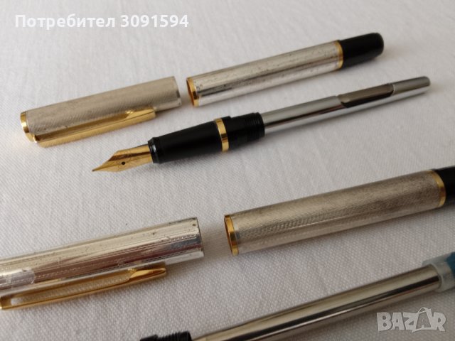 Комплект писалка и химикал със сребърно покритие, снимка 3 - Антикварни и старинни предмети - 42707322