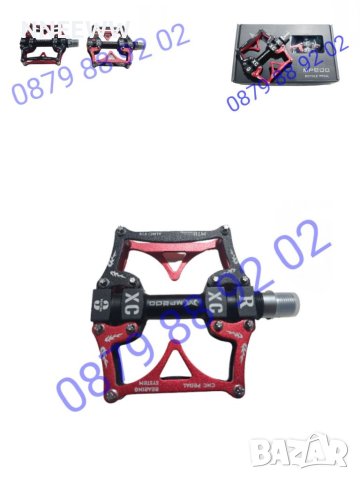 Комплект алуминиеви педали за Велосипед неплъзгащи се, троен лагер, червени, снимка 2 - Части за велосипеди - 41737241