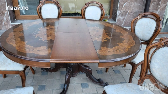 Трапезна маса със 6 броя столове , снимка 9 - Маси - 53839521
