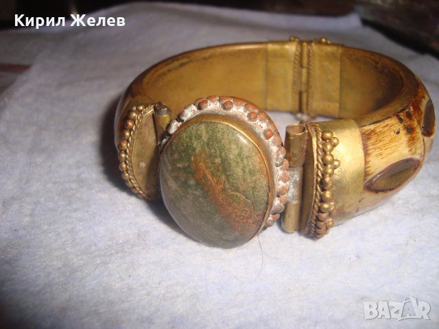 СТАРА НЕФРИТЕНА ТИБЕТСКА ЕТНОГРАФСКА БРОНЗОВА ГРИВНА с ОБКОВ от РОГ МАЙСТОРСКА РЪЧНА ИЗРАБОТКА 26205, снимка 16 - Антикварни и старинни предмети - 35996878