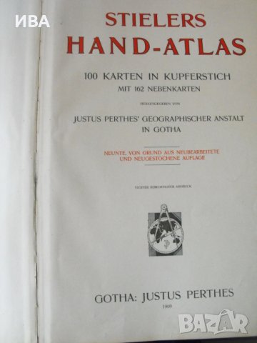 Stielers HAND-ATLAS.  Gotha: Justus Perthes, 1909., снимка 2 - Енциклопедии, справочници - 41312376