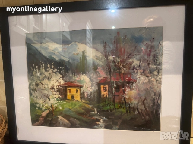 Стара картина Стоян Кирязов масло на картон, снимка 6 - Картини - 53204103