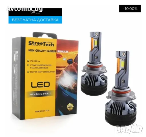 HB3/9005 LED xenon крушки, модел STN1 за 10-24V, 65W, Canbus 6000K, комплект, БЕЗПЛАТНА ДОСТАВКА