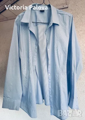 Риза голям размер YOUR SIXTH SENSE тънко райе, снимка 2 - Ризи - 47745267