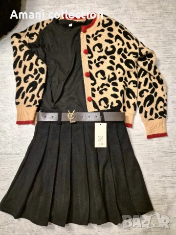 Плисирана пола от вълна с коланче, снимка 7 - Поли - 52308019