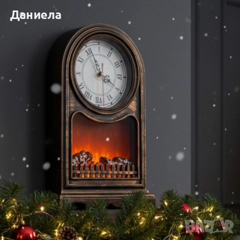 Винтидж настолен часовник с LED камина – уют и стил в едно, снимка 6 - Други стоки за дома - 51923969