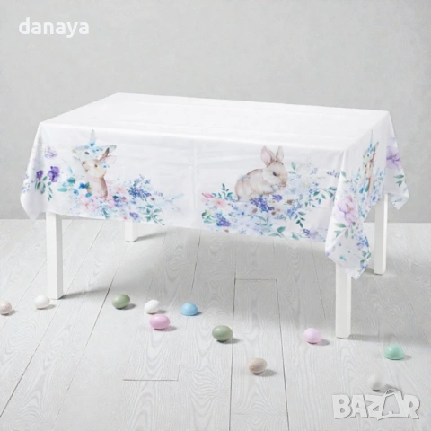 6409 Декоративна великденска покривка за маса Зайчета, 140×220 см, снимка 2 - Покривки за маси - 53495081