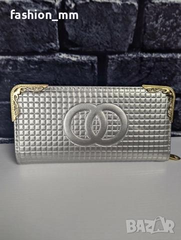 Лачено портмоне сиво и златно
