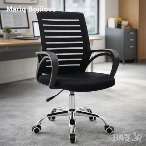 Въртящ се офис стол - регулируема височина и ергономични подлакътници, снимка 3 - Други стоки за дома - 53622159