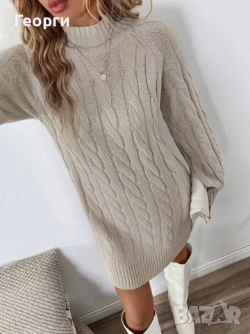 Плетена зимна рокля, р-р L+, снимка 4 - Рокли - 52746384