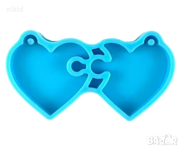 Сърце сърца пъзел висулка колие бижу ключодържател силиконов молд форма фондан смола шоколад декор