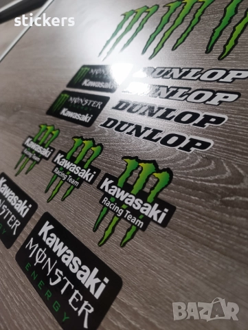 Стикери Монстър Дънлоп Кавазаки Dunlop Monster Kawasaki Stickers 14 бр, снимка 3 - Аксесоари и консумативи - 51435741