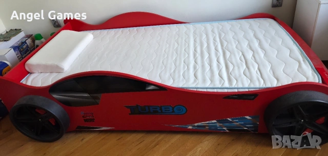 Детско легло спортна кола ТУРБО с включен матрак латексова възглавница, снимка 7 - Мебели за детската стая - 53799498
