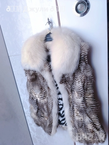 Елек с естествен косъм от рис и полярна лисица, снимка 4 - Елеци - 51654904