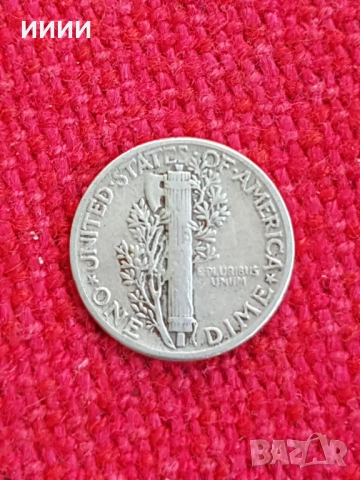 Сребърна монета дайм 1945, снимка 2 - Нумизматика и бонистика - 53847881