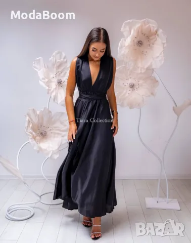 Черна дълга дамска луксозна рокля , снимка 6 - Рокли - 48067400