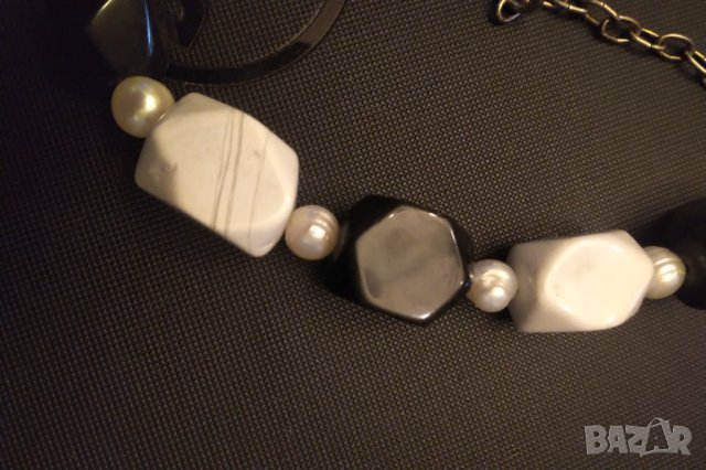 Колие от естествени камъни ахат с перли и цирконий  НАМАЛЕНИЕ , снимка 8 - Колиета, медальони, синджири - 33933539