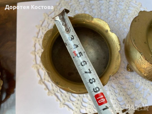 Прекрасен комплект от латиера и захарница от месинг, с маркировки от Англия, снимка 6 - Антикварни и старинни предмети - 41914382