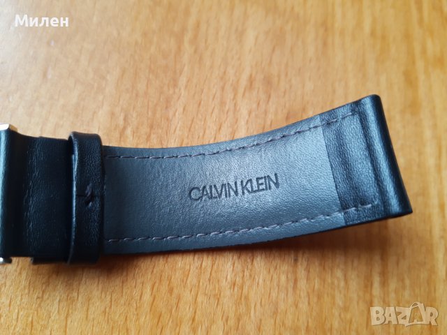 22mm черна кожена каишка  Calvin Klein с закопчалка пеперуда , снимка 4 - Каишки за часовници - 39115100