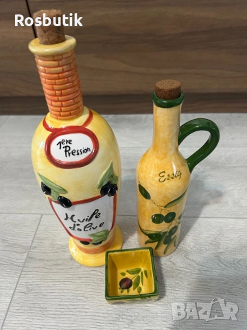 Италиански Керамичен  комплект за зехтин и маслини , снимка 4 - Аксесоари за кухня - 53323122