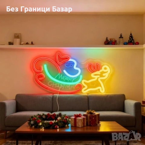 Нов Коледен неонов LED знак с елен Merry Christmas USB украса Табела, снимка 7 - Декорация за дома - 53020851