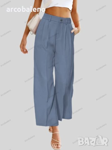 Ежедневни дамски широки панталони с копчета и джобове с висока талия, 5цвята - 024, снимка 4 - Панталони - 40956746