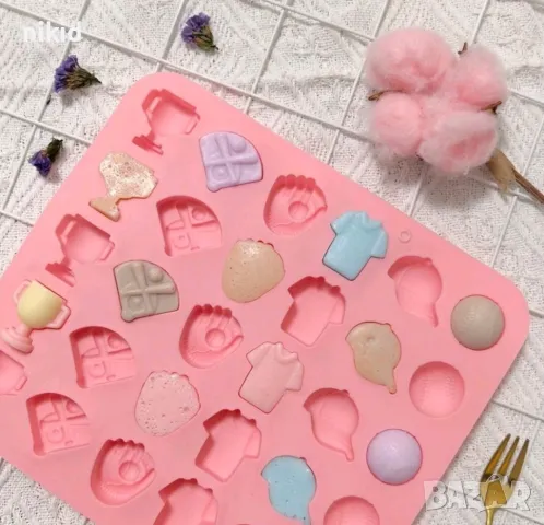 Бейзбол купа блуза шапка топка ръкавица малки силиконов молд форма фондан шоколад бонбони желирани , снимка 5 - Форми - 48892648