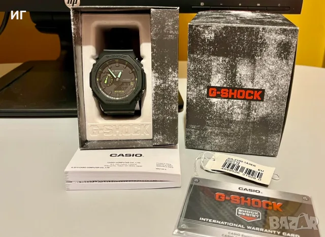 ПРОМО НОВ Casio G-Shock GA-2100-1A3ER унисекс/черен часовник/аларма/20 BAR/хронометър