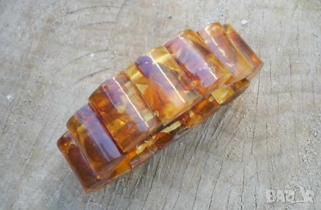 Красива солидна гривна от кехлибар - натурална красота за твоята ръка, снимка 2 - Гривни - 51208235