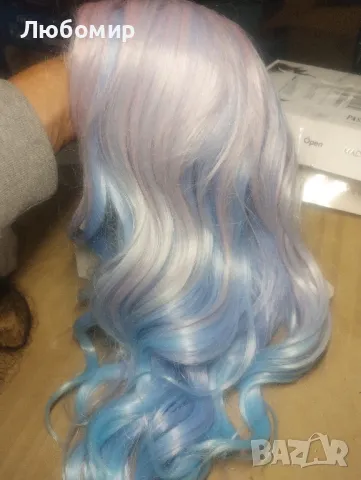 Синьо розова перука 7