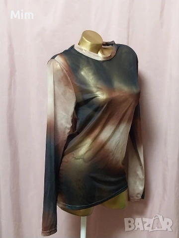 M/L Прозрачна еластична блуза в преливащи цветове , снимка 3 - Блузи с дълъг ръкав и пуловери - 53776154
