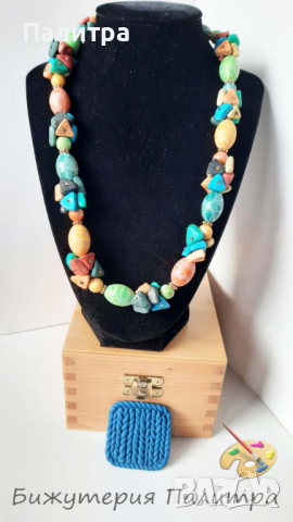 Цветно колие"Хаус"+брошка