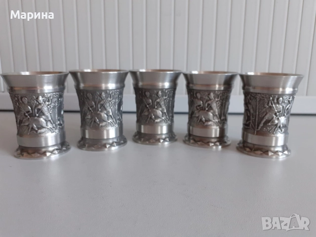  Немски чаши за ракия от калай, 30 мл. Antik * Vintage #22