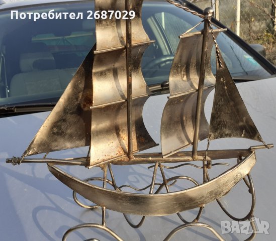 Стойка за бутилка с форма на кораб с платна, яхта, метална фигура - голяма от метал, снимка 13 - Други - 34721846