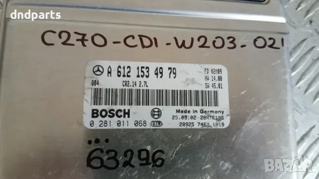 Компютър Mercedes C270 CDI W203 2002 A6121534979 0281011068 Mercedes-Benz C-Class 203 (W/S/CL), снимка 2 - Части - 55780825