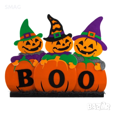Halloween / Хелоуин декоративен комплект – 3 тикви от фоам „Boo“_1242582