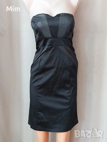 S Черна сатенена ,къса рокля 