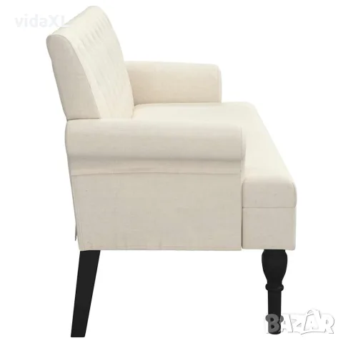 vidaXL Пейка с облегалка, 120x62x75,5 см, лен, снимка 4 - Дивани и мека мебел - 56147433