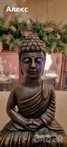 Буда, Будизъм– Масивна фигура, 1.3кг, 23см, снимка 3 - Статуетки - 39759519