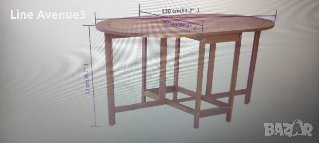 Градинска маса, 130x90x72 см, акация масив, снимка 7 - Маси - 49979171