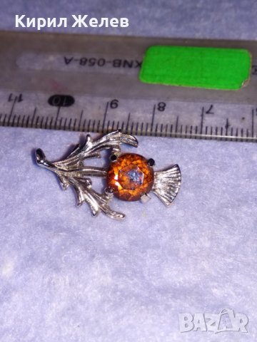 НЕЖНА ФЛОРАЛНА РЕТРО АРТ СКЪПОЦЕННА СРЕБРИСТА БРОШКА БЛАГОРОДНА СТОМАНА с ФАСЕТИРАН ТОПАЗ 38631, снимка 3 - Други - 41622930