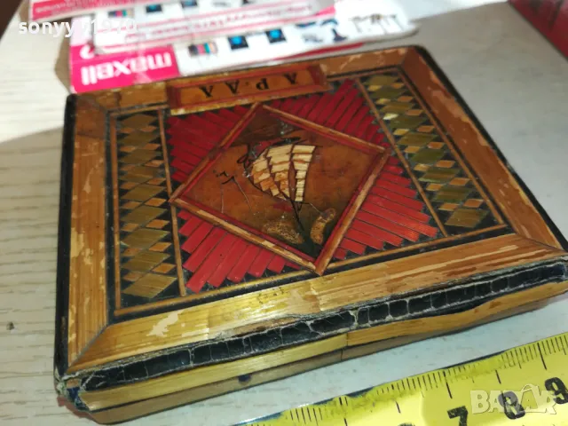 арда-антична кутия за цигари-фурнир/реликва 2411241640, снимка 2 - Антикварни и старинни предмети - 48088893