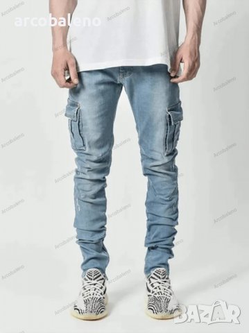 Мъжки тесни дънки със странични джобове, 2цвята, снимка 7 - Дънки - 39286924