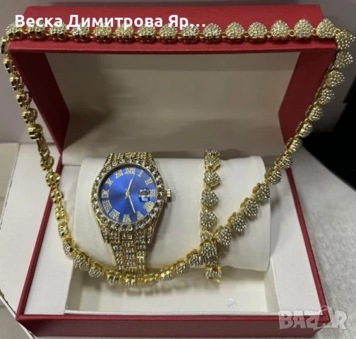 Луксозен комплек бижута, часовник , гривна и колие, снимка 3 - Бижутерийни комплекти - 51152821
